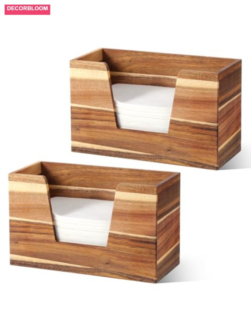 Acacia Wood Paper Towel Dispenser Set of 2 Countertop Napkin Holder